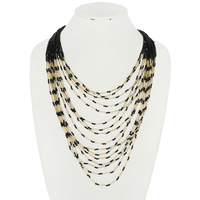 WESTERN MULTI-LAYERED METALLIC BEAD NECKLACE