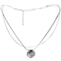 ABSTRACT DISC PENDANT LAYERED HERRINGBONE NECKLACE