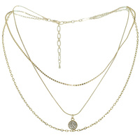 MULTI-LAYERED RHINESTONE PAVE PENDANT NECKLACE