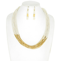 WESTERN COLORFUL MULTI-STRAND BEAD NECKLACE SET