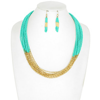 WESTERN COLORFUL MULTI-STRAND BEAD NECKLACE SET