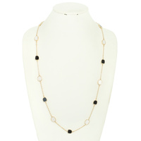 MONOCHROME SQUARE BEZEL SET STONE STATION NECKLACE