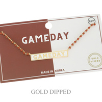 SPORTS GAME DAY BAR NECKLACE IN WHITE AND YELLOW GOLD PLATING