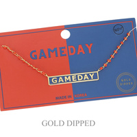 SPORTS GAME DAY BAR NECKLACE IN WHITE AND YELLOW GOLD PLATING