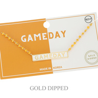 SPORTS GAME DAY BAR NECKLACE IN WHITE AND YELLOW GOLD PLATING