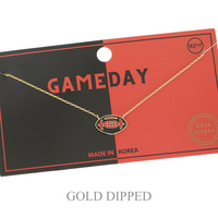 SPORTS GAME DAY FOOTBALL NECKLACE IN WHITE AND YELLOW GOLD PLATING