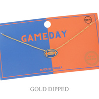 SPORTS GAME DAY FOOTBALL NECKLACE IN WHITE AND YELLOW GOLD PLATING