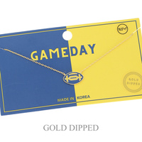 SPORTS GAME DAY FOOTBALL NECKLACE IN WHITE AND YELLOW GOLD PLATING
