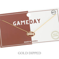 SPORTS GAME DAY FOOTBALL NECKLACE IN WHITE AND YELLOW GOLD PLATING