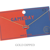 SPORTS GAME DAY FOOTBALL NECKLACE IN WHITE AND YELLOW GOLD PLATING
