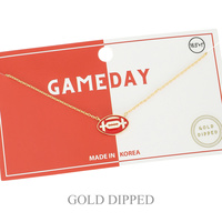 SPORTS GAME DAY FOOTBALL NECKLACE IN WHITE AND YELLOW GOLD PLATING