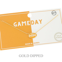SPORTS GAME DAY FOOTBALL NECKLACE IN WHITE AND YELLOW GOLD PLATING