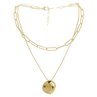 MULTISTRAND ABSTRACT DISC PENDANT CHAIN NECKLACE