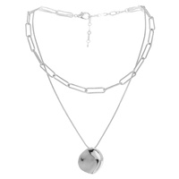 MULTISTRAND ABSTRACT DISC PENDANT CHAIN NECKLACE