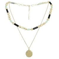 MULTISTRAND ASYMMETRICAL DISC BEAD NECKLACE