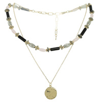 MULTISTRAND ASYMMETRICAL DISC BEAD NECKLACE