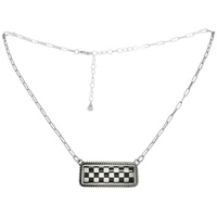 WESTERN CHECKERBOARD BAR PENDANT NECKLACE