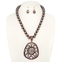 WESTERN CRYSTAL COWBOY HAT NECKLACE SET