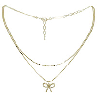 MULTISTRAND METALLIC BOWKNOT CHAIN NECKLACE