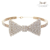 RHINESTONE BOW CHOKER