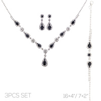 3PC RHINESTONE CRYSTAL TEARDROP JEWELRY SET