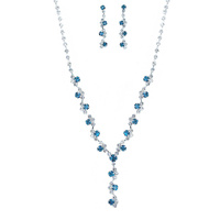 CRYSTAL Y-SHAPE TENNIS NECKLACE EARRING SET