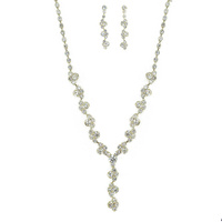 CRYSTAL Y-SHAPE TENNIS NECKLACE EARRING SET