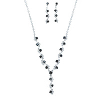 CRYSTAL Y-SHAPE TENNIS NECKLACE EARRING SET