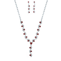 CRYSTAL Y-SHAPE TENNIS NECKLACE EARRING SET