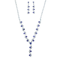 CRYSTAL Y-SHAPE TENNIS NECKLACE EARRING SET