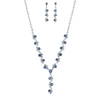 CRYSTAL Y-SHAPE TENNIS NECKLACE EARRING SET