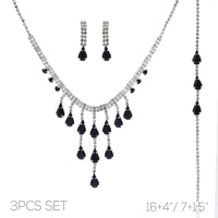 3PC CASCADING CRYSTAL TASSEL NECKLACE SET