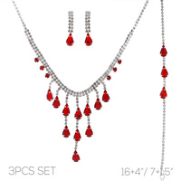 3PC CASCADING CRYSTAL TASSEL NECKLACE SET