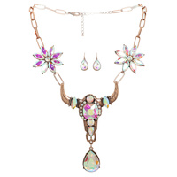 WESTERN CRYSTAL STEERHEAD NECKLACE SET