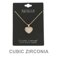 CZ PAVE PUFF HEART PENDANT NECKLACE
