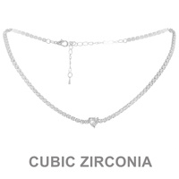 HEART SHAPED CZ CENTER CHARM CHOKER NECKLACE