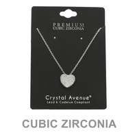 CZ PAVE PUFF HEART PENDANT NECKLACE