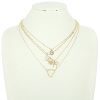 MULTI-STRAND PENDANT THEMED CHAIN NECKLACE