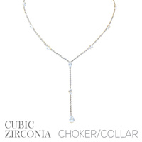 CZ TEARDROP LARIAT NECKLACE