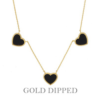 GOLD PLATED HEART STATION NECKLACE