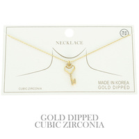 GOLD PLATED CZ KEY PENDANT NECKLACE