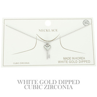 GOLD PLATED CZ KEY PENDANT NECKLACE