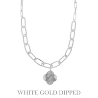 GOLD PLATED TEXTURED QUATREFOIL NECKLACE