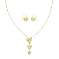 LARIAT PUFF HEART PENDANT NECKLACE SET
