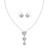 LARIAT PUFF HEART PENDANT NECKLACE SET