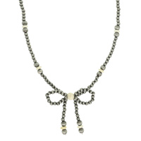 WESTERN MARBLED PEARL BEAD BOW NECKLACE