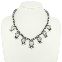WESTERN CRYSTAL FLORAL HEART NECKLACE