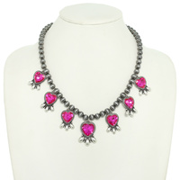 WESTERN CRYSTAL FLORAL HEART NECKLACE