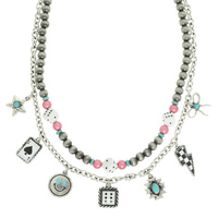 WESTERN GAMBLING THEME MULTI-CHARM NECKLACE