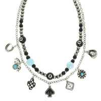 WESTERN GAMBLING THEME MULTI-CHARM NECKLACE